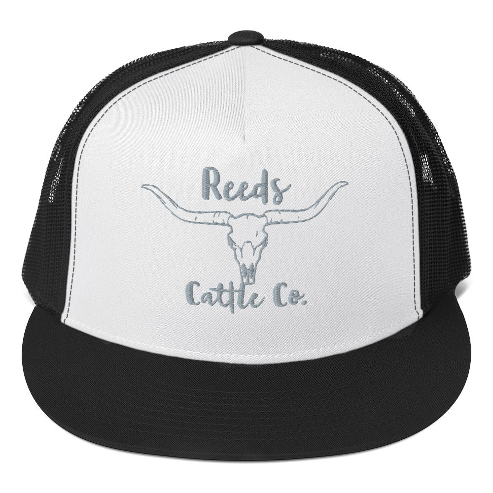 Bull Skull Flat Brim Trucker Hat Cap