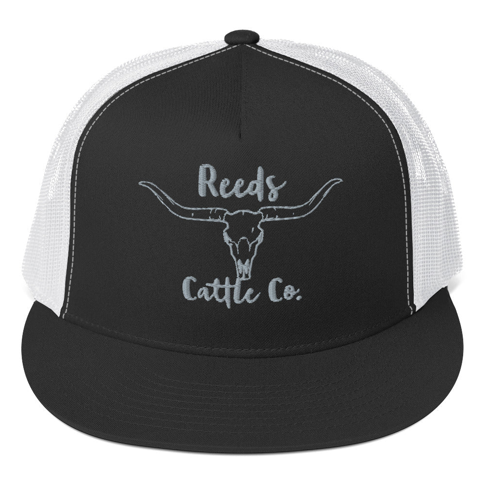 Bull Skull Flat Brim Trucker Hat Cap