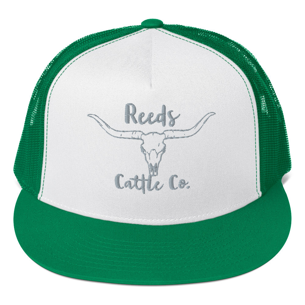 Bull Skull Flat Brim Trucker Hat Cap