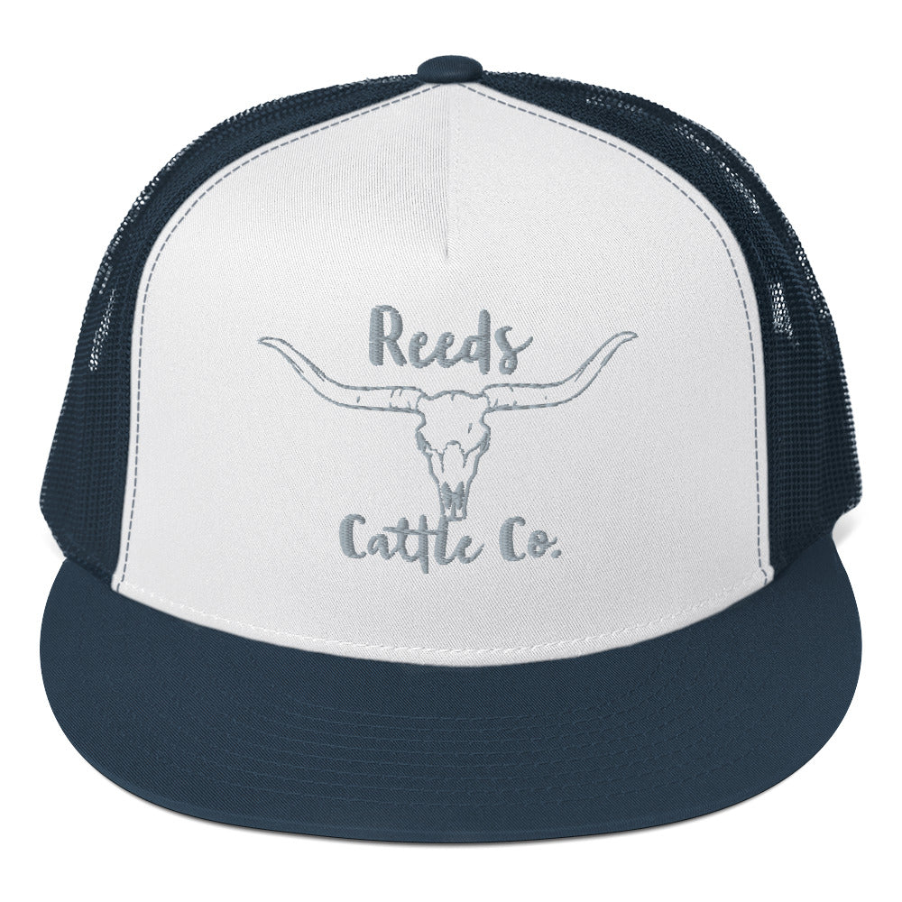 Bull Skull Flat Brim Trucker Hat Cap