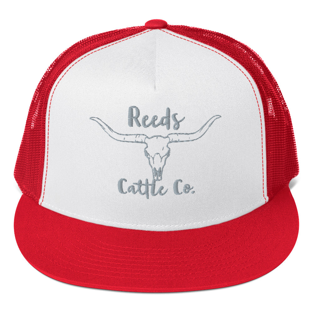 Bull Skull Flat Brim Trucker Hat Cap