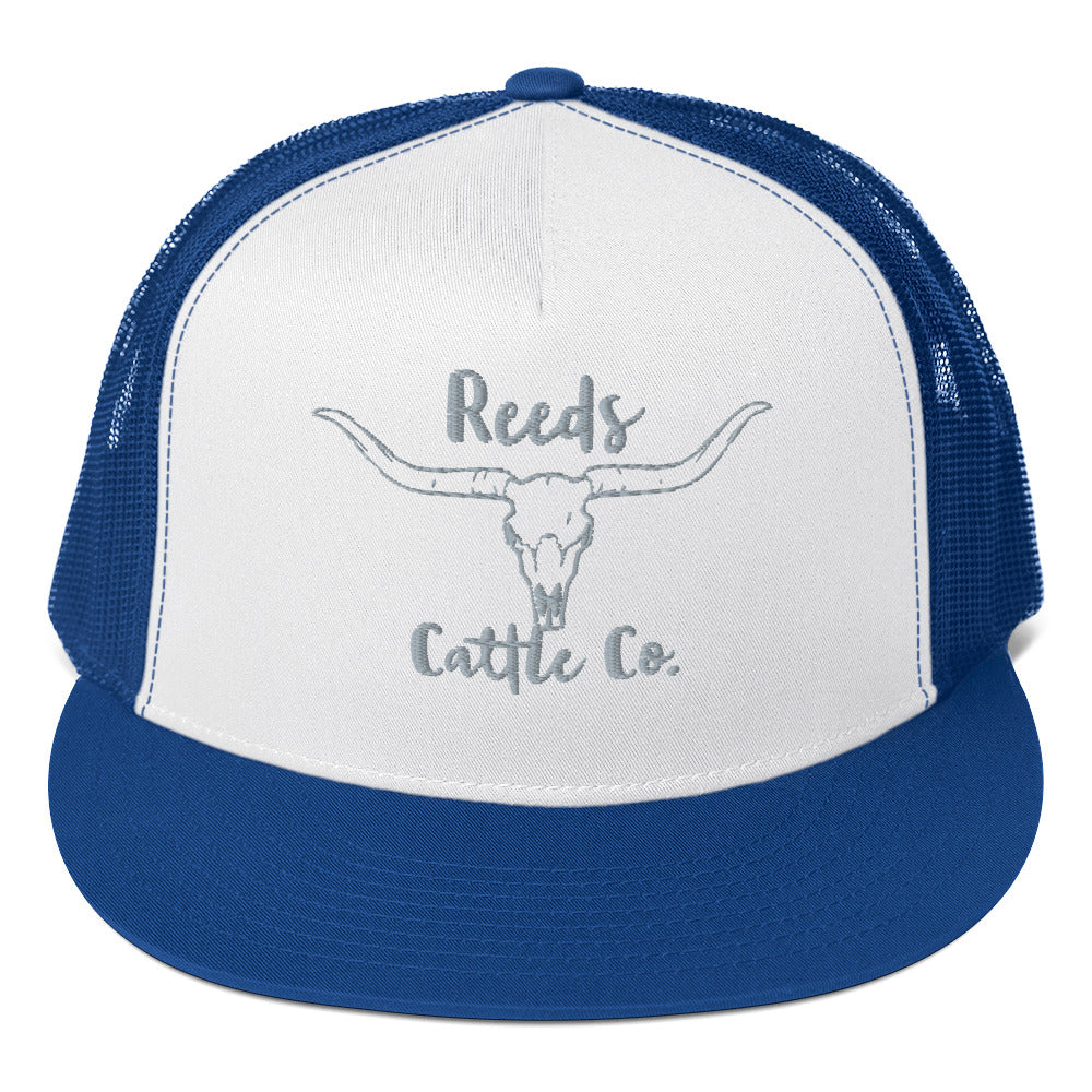 Bull Skull Flat Brim Trucker Hat Cap