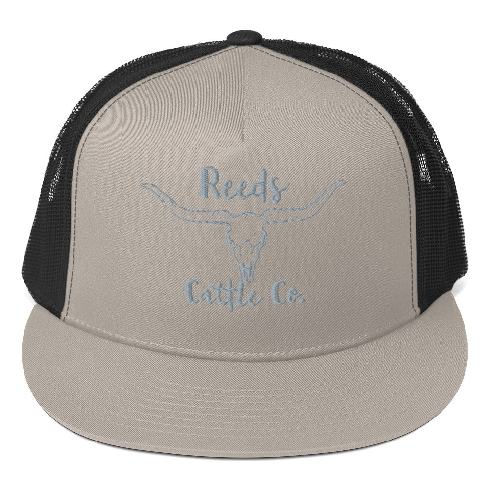 Bull Skull Flat Brim Trucker Hat Cap