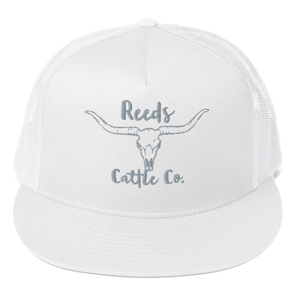 Bull Skull Flat Brim Trucker Hat Cap