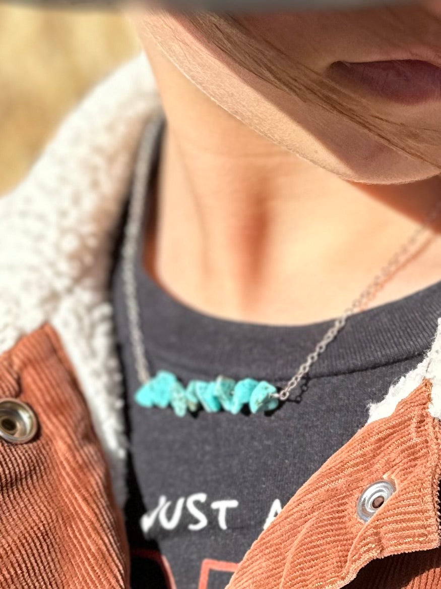 Raw Green Turquoise Bar Necklace