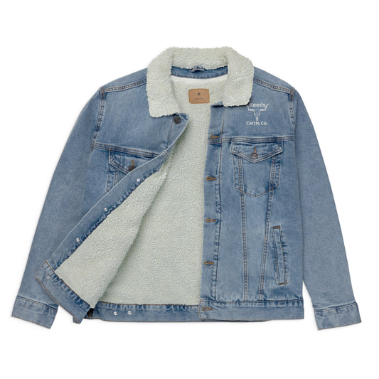 Embroidered Branded Denim Sherpa Jacket