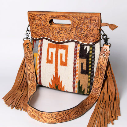 American Darling Clutch Hand Tooled Saddle Blanket Fabric Genuine Leather Western Women Bag Handbag Purse | Purses for Cute