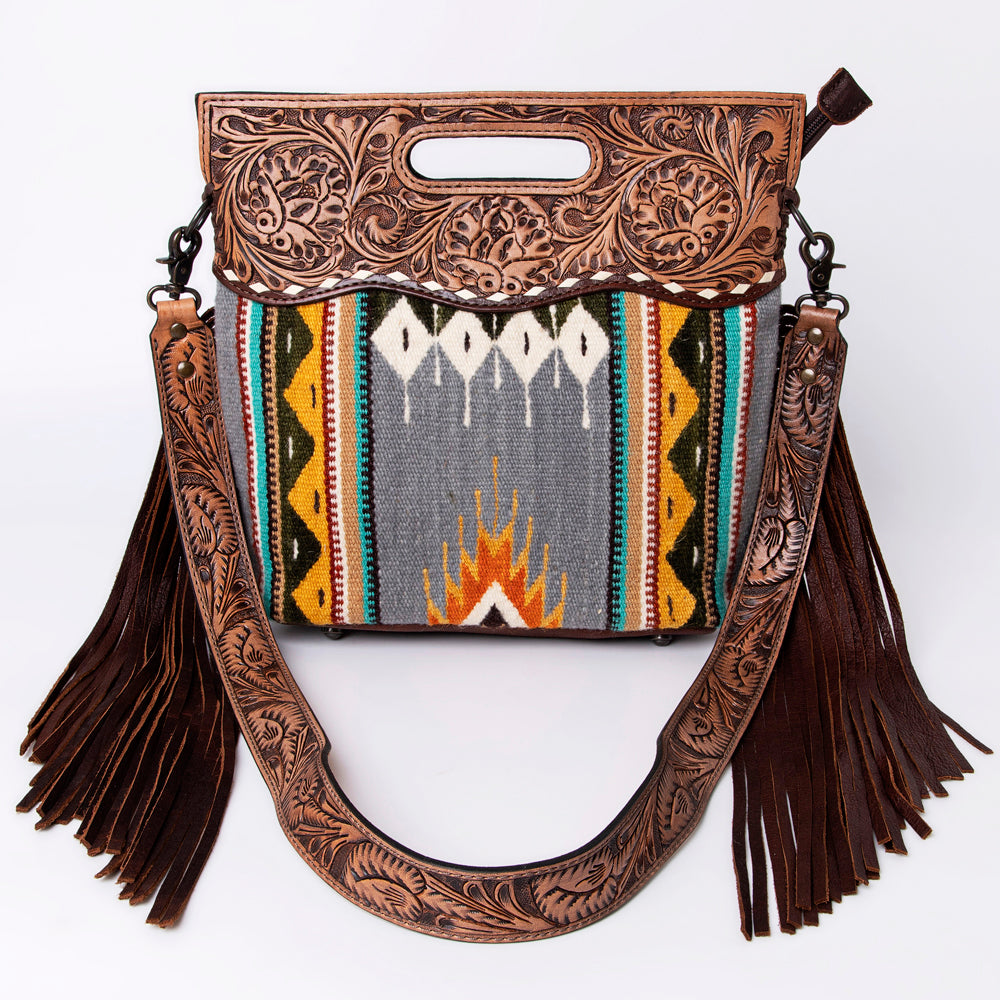 American Darling Clutch Hand Tooled Saddle Blanket Fabric Genuine Leather Western Women Bag Handbag Purse | Purses for Cute