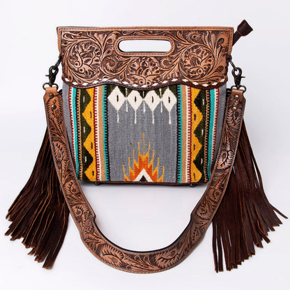 American Darling Clutch Hand Tooled Saddle Blanket Fabric Genuine Leather Western Women Bag Handbag Purse | Purses for Cute