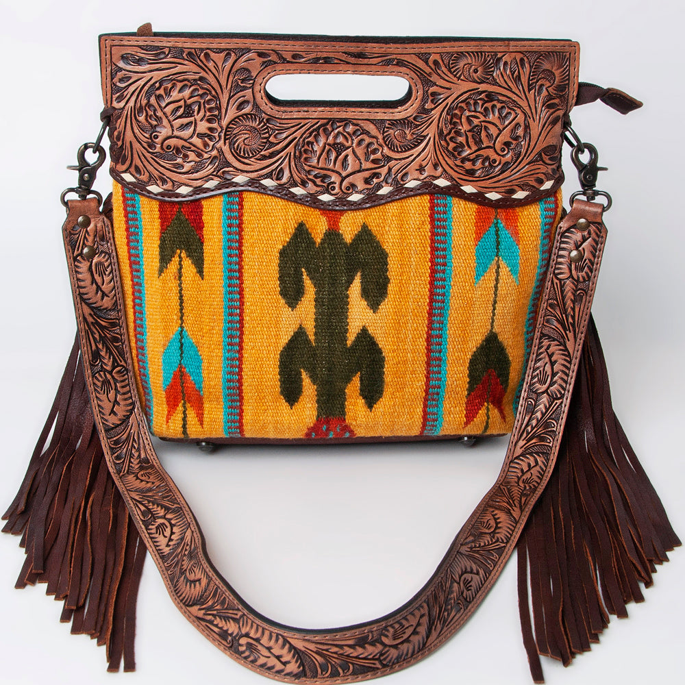 American Darling Clutch Hand Tooled Saddle Blanket Fabric Genuine Leather Western Women Bag Handbag Purse | Purses for Cute