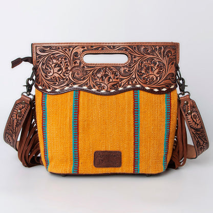 American Darling Clutch Hand Tooled Saddle Blanket Fabric Genuine Leather Western Women Bag Handbag Purse | Purses for Cute