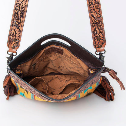 American Darling Clutch Hand Tooled Saddle Blanket Fabric Genuine Leather Western Women Bag Handbag Purse | Purses for Cute