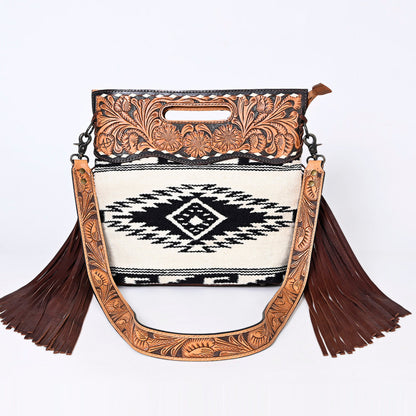 American Darling Clutch Hand Tooled Saddle Blanket Fabric Genuine Leather Western Women Bag Handbag Purse | Purses for Cute