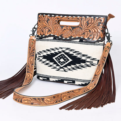 American Darling Clutch Hand Tooled Saddle Blanket Fabric Genuine Leather Western Women Bag Handbag Purse | Purses for Cute
