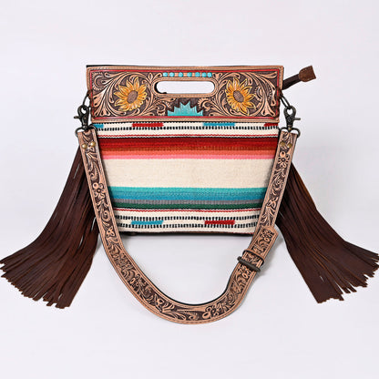 American Darling Clutch Hand Tooled Saddle Blanket Fabric Genuine Leather Western Women Bag Handbag Purse | Purses for Cute