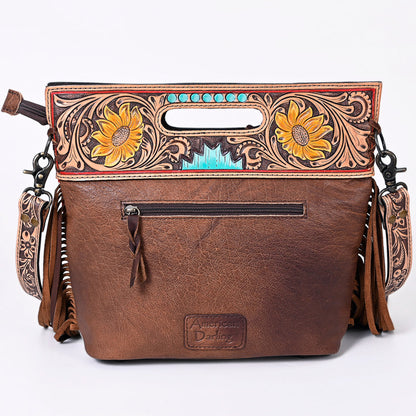 American Darling Clutch Hand Tooled Saddle Blanket Fabric Genuine Leather Western Women Bag Handbag Purse | Purses for Cute