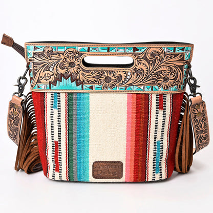 American Darling Clutch Hand Tooled Saddle Blanket Fabric Genuine Leather Western Women Bag Handbag Purse | Purses for Cute