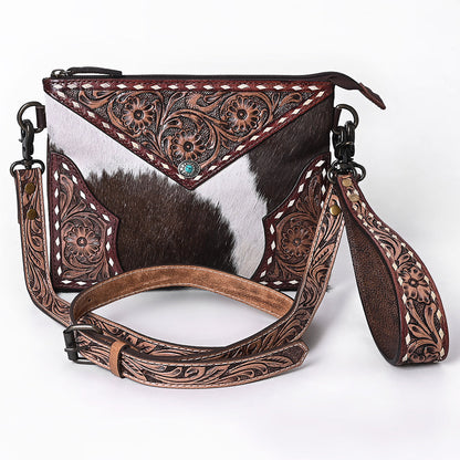 OHLAY KBG250 Cross Body Hand Tooled Hair-On Genuine Leather women bag western handbag purse