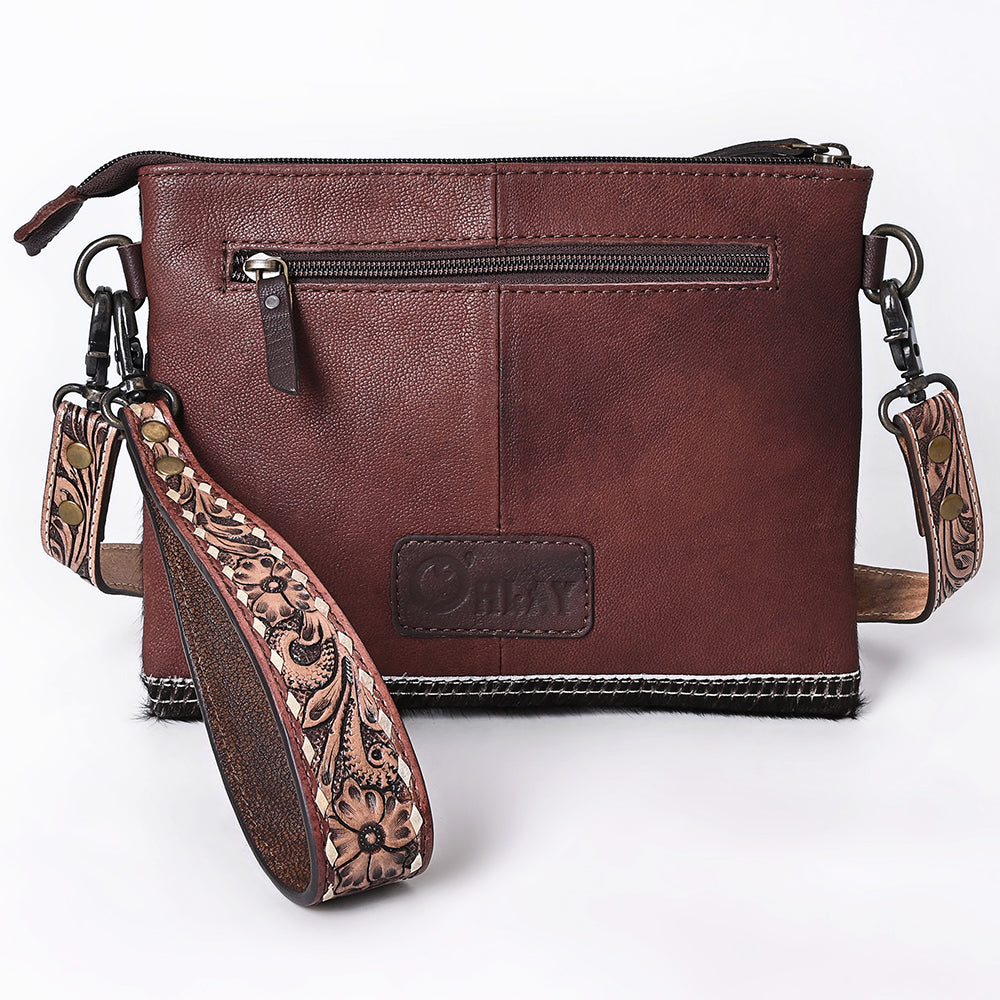 OHLAY KBG250 Cross Body Hand Tooled Hair-On Genuine Leather women bag western handbag purse