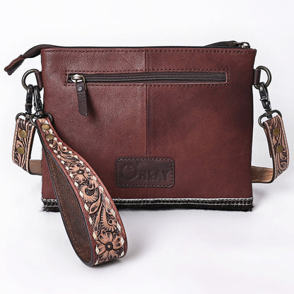 OHLAY KBG250 Cross Body Hand Tooled Hair-On Genuine Leather women bag western handbag purse