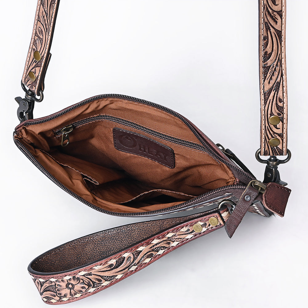 OHLAY KBG250 Cross Body Hand Tooled Hair-On Genuine Leather women bag western handbag purse