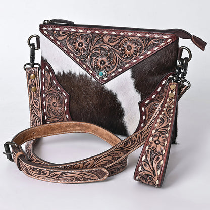 OHLAY KBG250 Cross Body Hand Tooled Hair-On Genuine Leather women bag western handbag purse