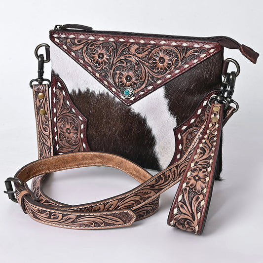 OHLAY KBG250 Cross Body Hand Tooled Hair-On Genuine Leather women bag western handbag purse