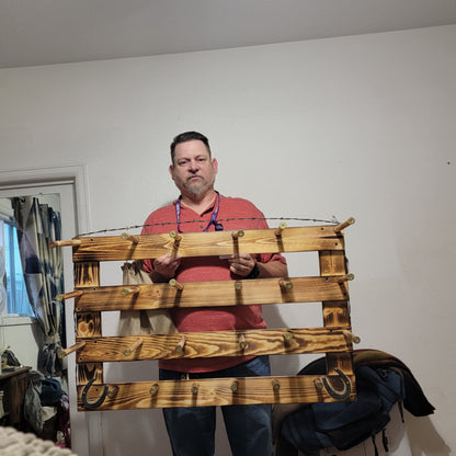 9 Cowboy Hat Rack | Cowboy Hat Holder | Rustic Western Hat Display | Handcrafted Wooden Organizer | Space-Saving Home Decor | Made in USA