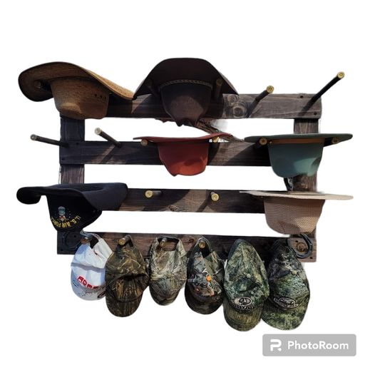 9 Cowboy Hat Rack | Cowboy Hat Holder | Rustic Western Hat Display | Handcrafted Wooden Organizer | Space-Saving Home Decor | Made in USA