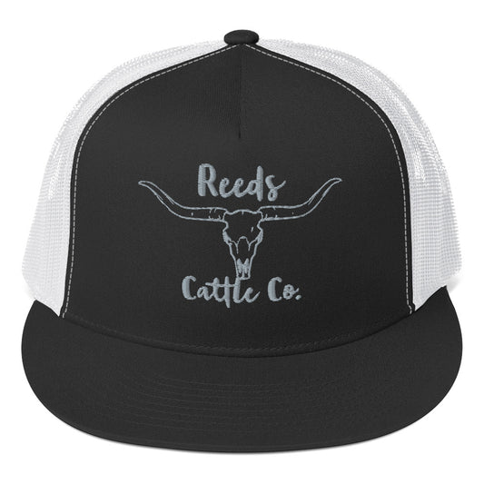 Bull Skull Flat Brim Trucker Hat Cap