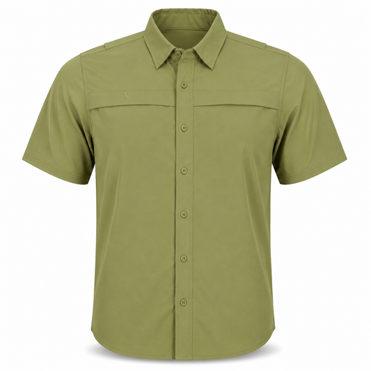 Short Sleeve Solid Lifestyle Button Down w/ REPEL-X