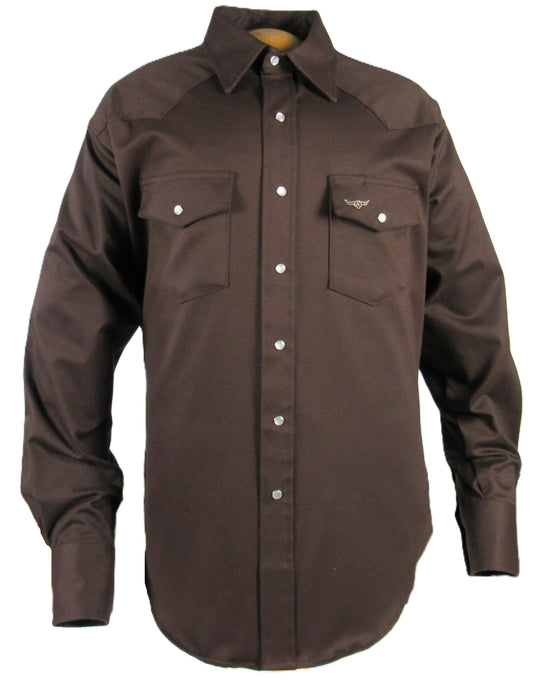 Flying R Ranchwear - Prairie Twill Solid - Chocolate Brown - Long Sleeve - Snaps - Classic Fit