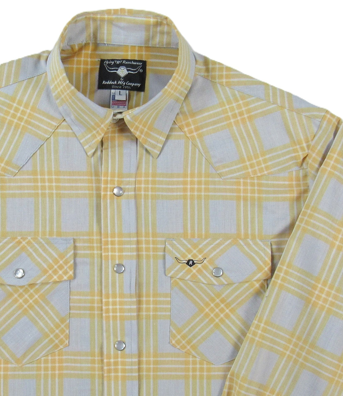 Flying R Ranchwear - Feather Plaids - Gray & Yellow - Long Sleeve - Casual Fit