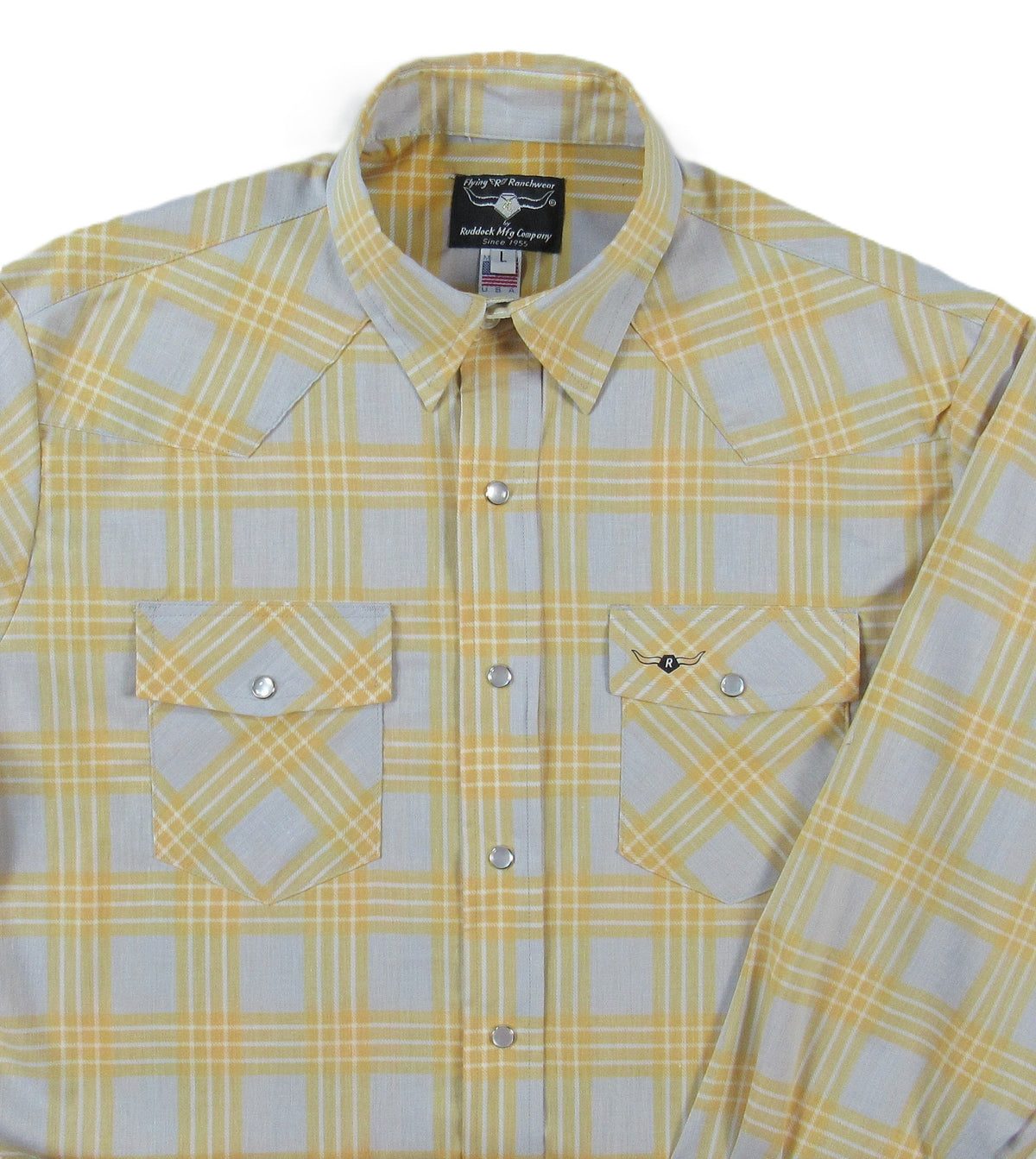 Flying R Ranchwear - Feather Plaids - Gray & Yellow - Long Sleeve - Casual Fit