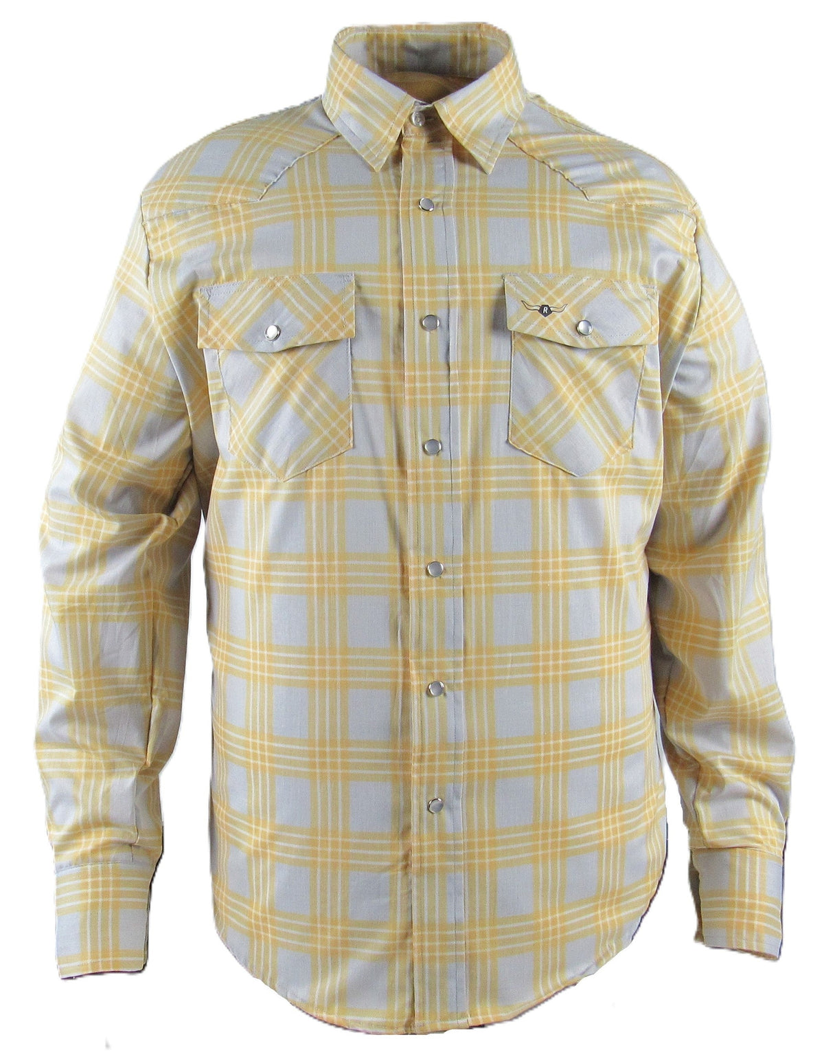 Flying R Ranchwear - Feather Plaids - Gray & Yellow - Long Sleeve - Casual Fit