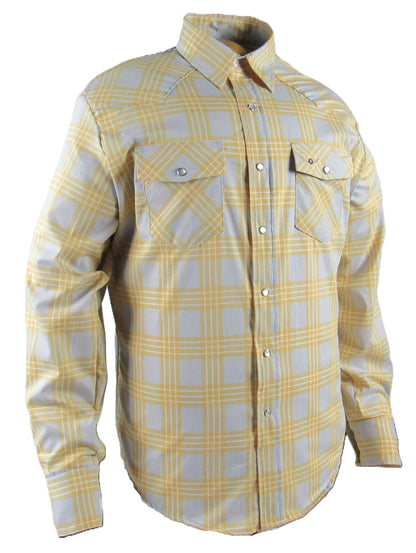 Flying R Ranchwear - Feather Plaids - Gray & Yellow - Long Sleeve - Casual Fit