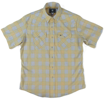 Feather Plaids - Gray & Yellow - Short Sleeve - Casual Fit