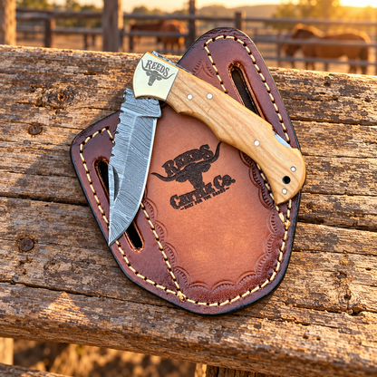 Reeds Oakcrest Damascus Folding Pocket Knife – Wood Handle