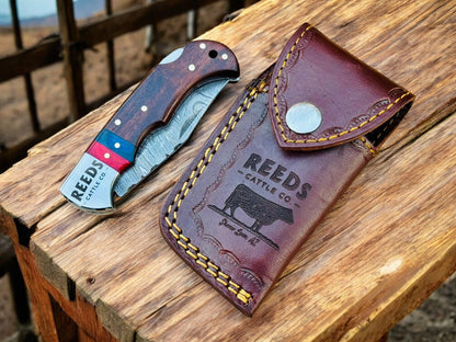 3-Inches Pocket Knife – Damascus Folding Blade with Pakka Wood Handle