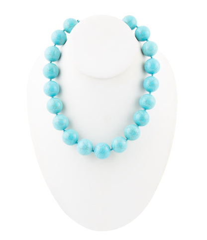 Chunky Blue Turquoise Magnesite Beaded Necklace