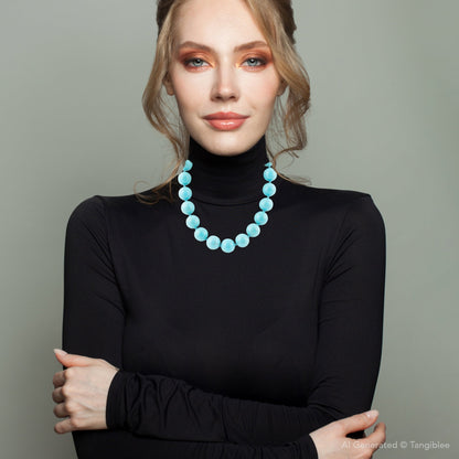 Chunky Blue Turquoise Magnesite Beaded Necklace