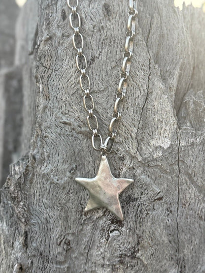 Sterling Silver Pastel Bead and Chunky Star Necklace Jewelry Stack Bundle