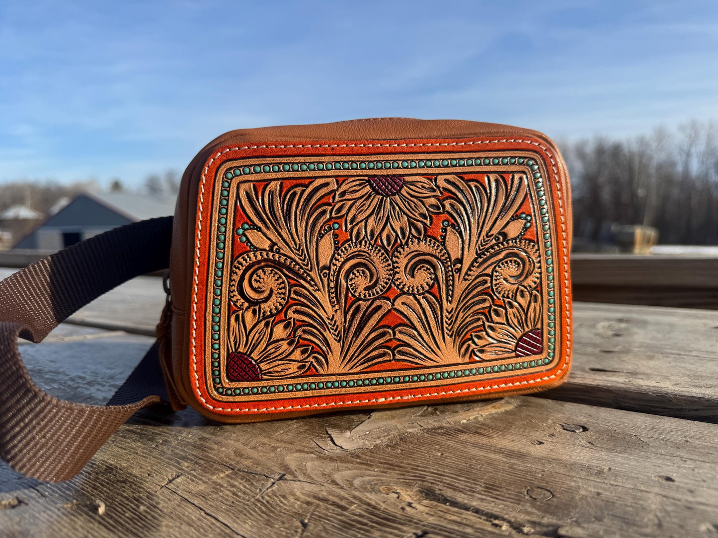 Genuine Leather Tooled Western Everywhere Belt Bag by Double B Wild Rags