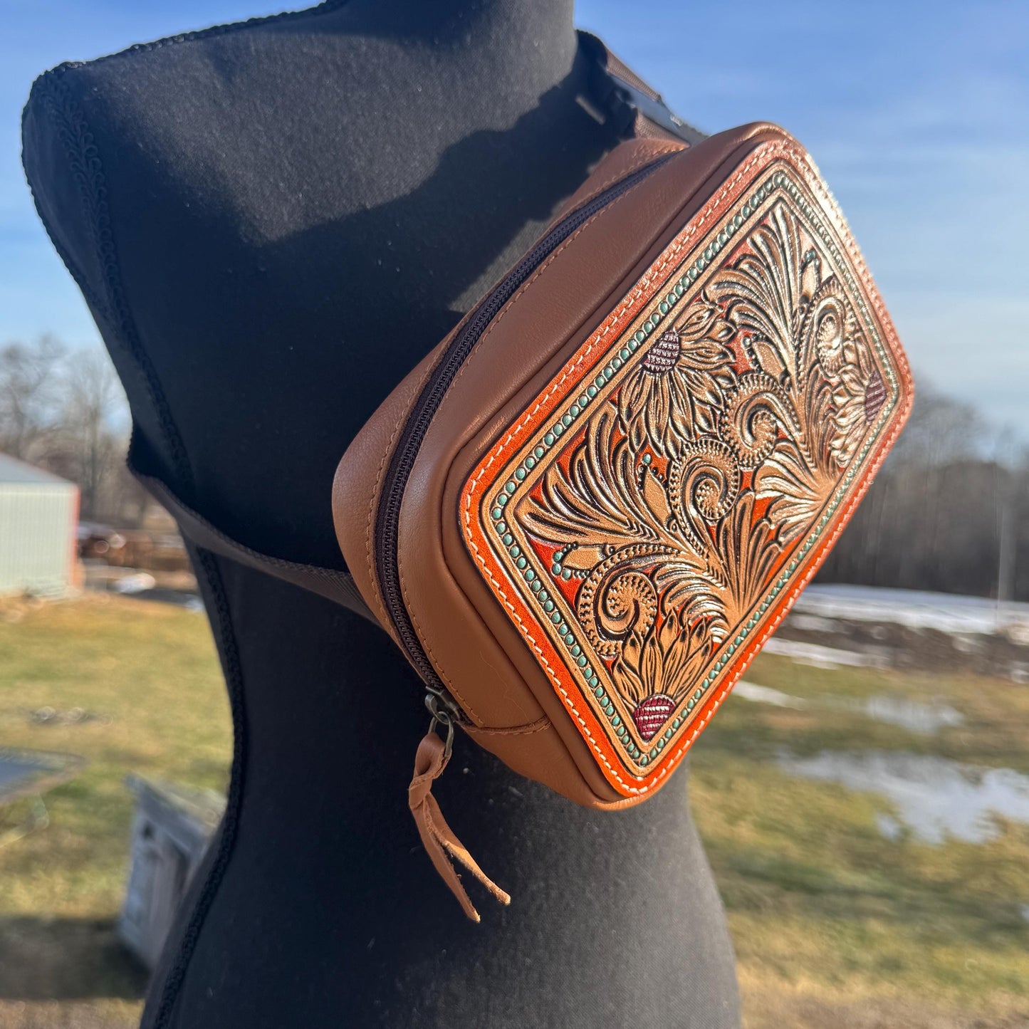 Genuine Leather Tooled Western Everywhere Belt Bag by Double B Wild Rags