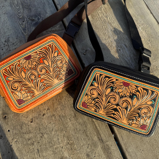 Genuine Leather Tooled Western Everywhere Belt Bag by Double B Wild Rags