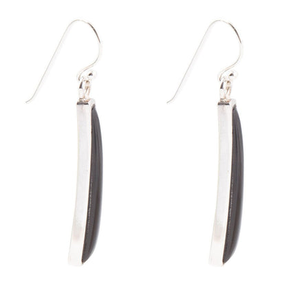 Line Black Onyx Sterling Silver Drop Earrings