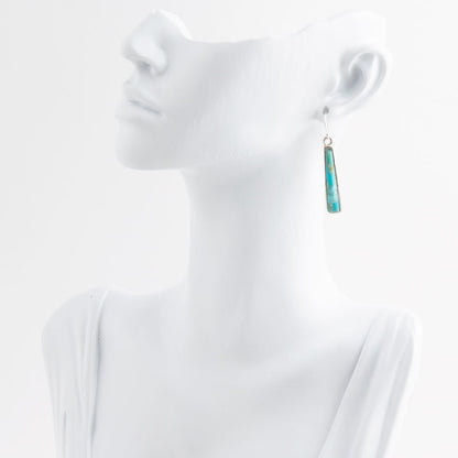 Line Blue Turquoise Sterling Silver Drop Earrings