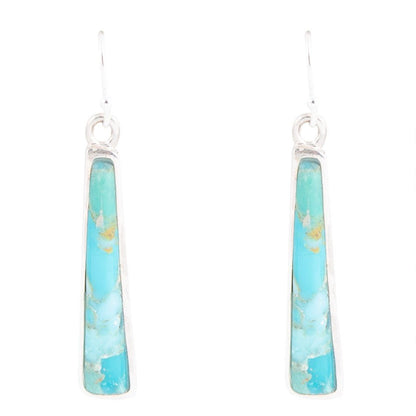 Line Blue Turquoise Sterling Silver Drop Earrings