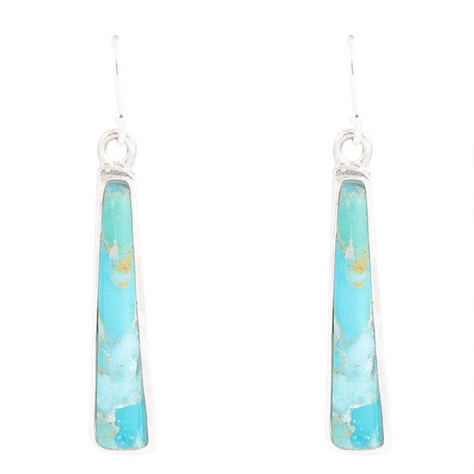 Line Blue Turquoise Sterling Silver Drop Earrings