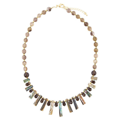 Sepia Sea Green Abalone Statement Golden Necklace